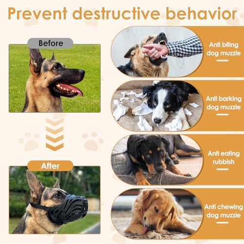 KnJuLee durable rubber dog muzzle for large dogs