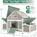 Large Chicken Coop for 4 - 6 Chickens with 6 Nesting Boxes, Wooden Outdoor Hen House with Pull-Out Tray, Backyard Chicken Coop with Weatherproof Openable Roof, 3 Perches, Expandable Run(61"L x 33.5"W) - Image 3
