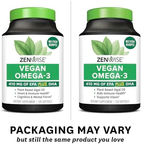 Zenwise Health Vegan Omega 3 120 softgels box packaging lifestyle