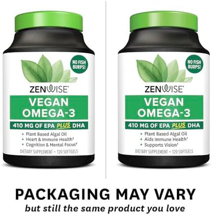 Zenwise Health vegan omega 3 softgels in hand