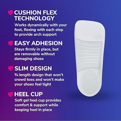 Underside of the 3/4 length gel insole highlighting the ergonomic arch support structure.