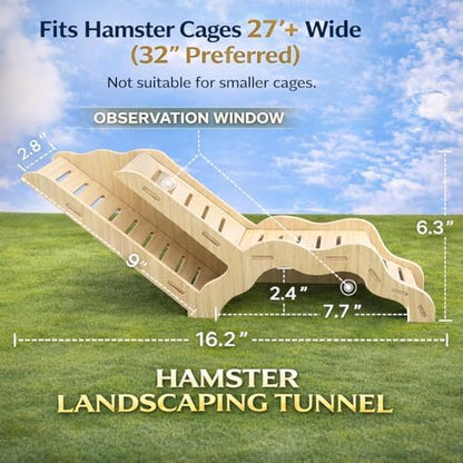Large Size Syrian Hamster Explorer Set - Snap-Together Wooden Burrow with Panoramic Window,Natural Chew-Safe Design Decorative Landscaping Digging Peeping Hide Underground Fun for Cage Enrichment - Image 5