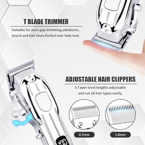 Ergonomic handle and digital battery life indicator of the Soieho men's trimmer kit