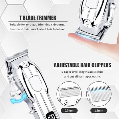 Ergonomic handle and digital battery life indicator of the Soieho men's trimmer kit
