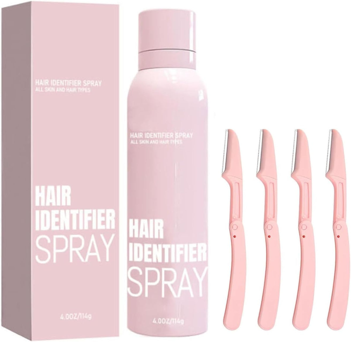 OYB Hair Identifier Spray front view showing the four ounce aerosol canister for precise facial dermaplaning