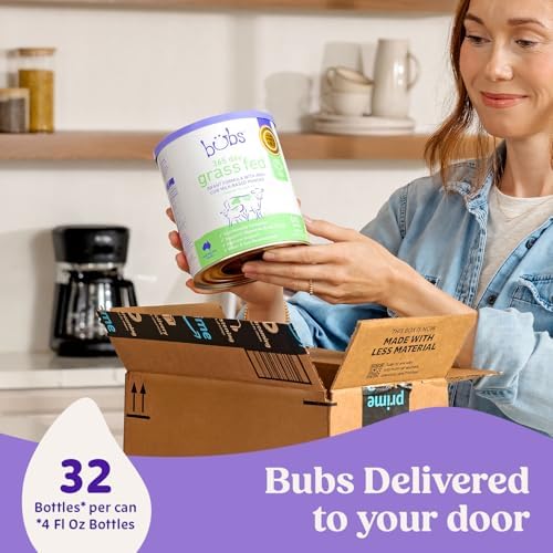 Authentic Bubs infant formula container detailing the complete ingredients list and DHA content.