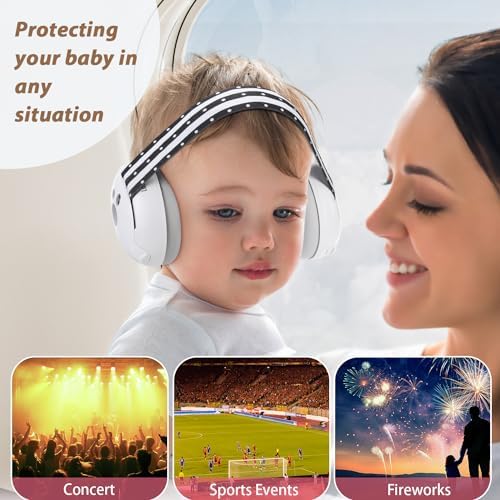 Laudexua noise reduction headphones on toddler outdoors