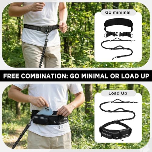 Puppalace heavy duty hands free leash being used for jogging and hiking with dogs.