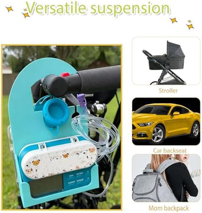HelperKat mobile nutrition holder base illustration demonstrating wheelchair attachment capabilities
