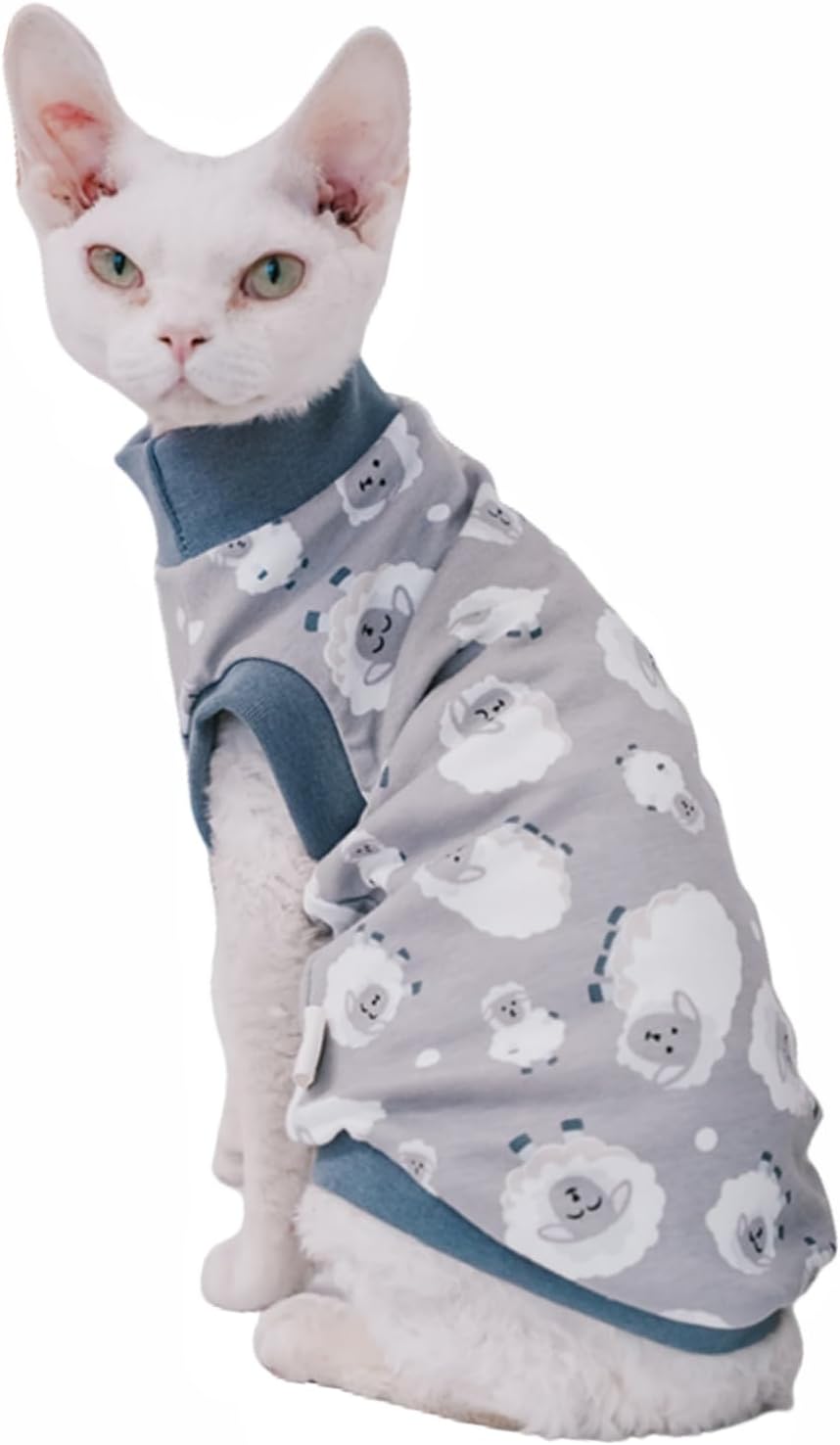Sphynx Hairless Cat Summer Cotton T-Shirts Cat Vest Pet Clothes,Round Collar Vest Kitten Shirts Sleeveless, Cats & Small Dogs Apparel (Medium, Yellow Ducks) - Image 11