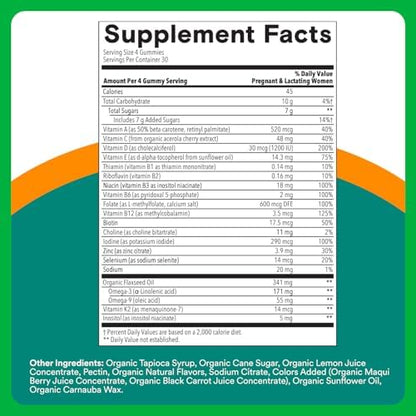 SmartyPants prenatal multivitamin ingredient list on bottle