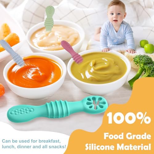 Complete eight piece set of imported USA baby weaning spoons for six months plus.