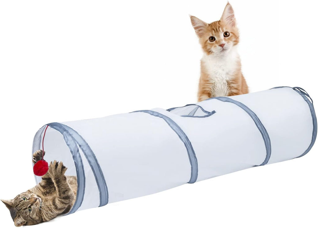 Sheldamy Cat Tunnel, S-2-Way Cat Tunnels for Indoor Cats, Collapsible Cat Play Tunnel, Interactive Toy Maze Cat House with 1 Play Ball for Cats, Puppy, Kitty, Kitten, Rabbit (Blue & Black) - Image 9