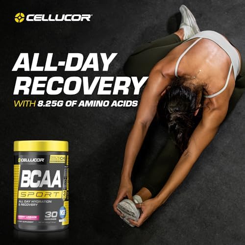 Cellucor BCAA Sport container back view with usage directions