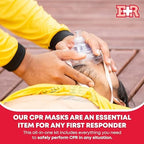 Two transparent CPR resuscitator masks for adults and infants with one-way valves.