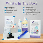 Kapow lice treatment kit contents including shampoo spray comb and instructions