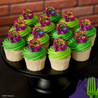 Close up of TMNT Leonardo and Raphael cupcake rings