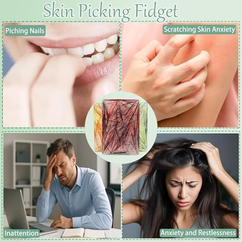 Three pack of JUGGPENG anxiety relief pick pads displayed with specialized extraction tweezers