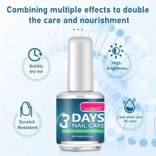 Before and after application effect displaying the high shine finish on weak brittle nails.