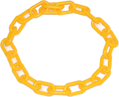 Adjustable plastic chain goat collar showing safety slit connection point