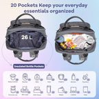 RUVALINO large travel backpack attached to a stroller with built-in straps