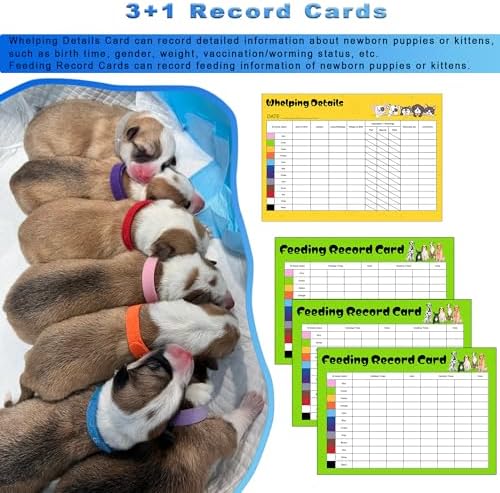 URMYONLY colorful adjustable identification collars and record tracking charts
