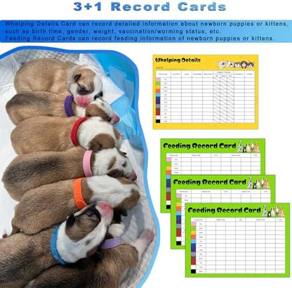 URMYONLY colorful adjustable identification collars and record tracking charts