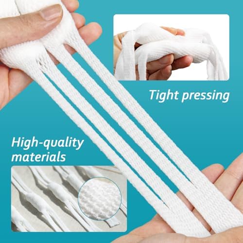 Close up of soft knit material and cotton padding on a medical nasal bandage.