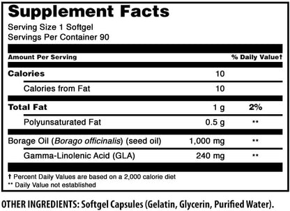 Amazing Formulas Borage Oil supplement softgels for hormonal balance and healthy hair growth support