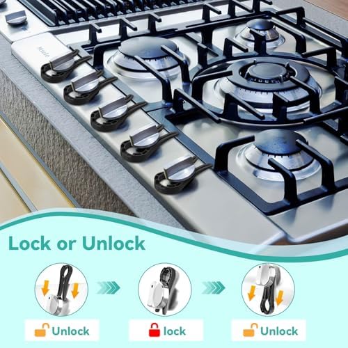 Axfvd child safety oven knob covers installed on stove