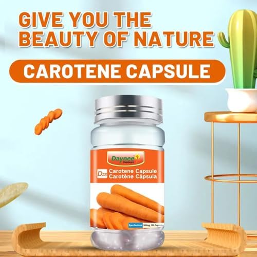 AIHIYO Beta Carotene 100 count supplement bottle showcasing GMP and ISO certification labels