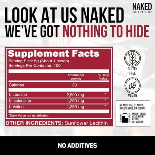 Naked Nutrition Naked BCAAs Amino Acids Powder serving scoop view