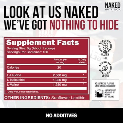 Unflavored Naked Amino Acids powder for pre-workout and post-workout nutrition.