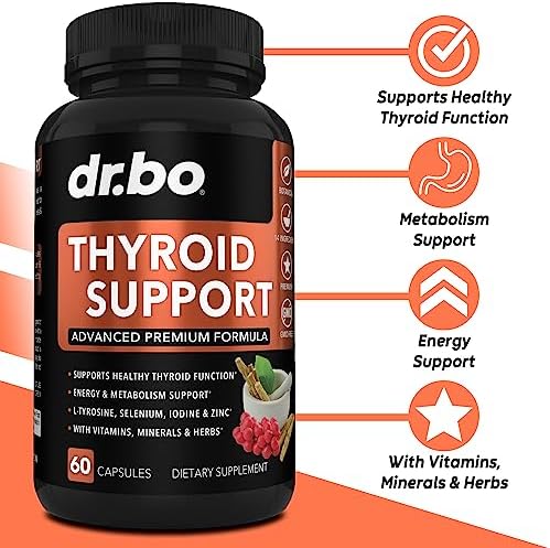 DR. BO Thyroid Support 60 capsules bottle front view showing premium orange label