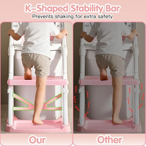 Vorykido potty ladder folded compactly for space saving bathroom storage