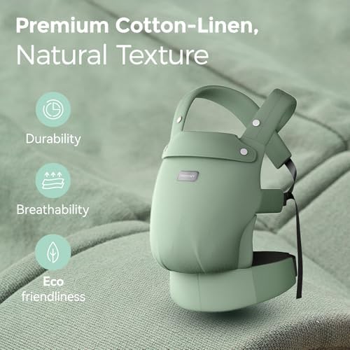 Momcozy cotton linen baby carrier back view for parents