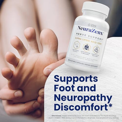 Authentic Zen Nutrients NeuraZenX imported vegetable capsules for nerve discomfort and cellular energy