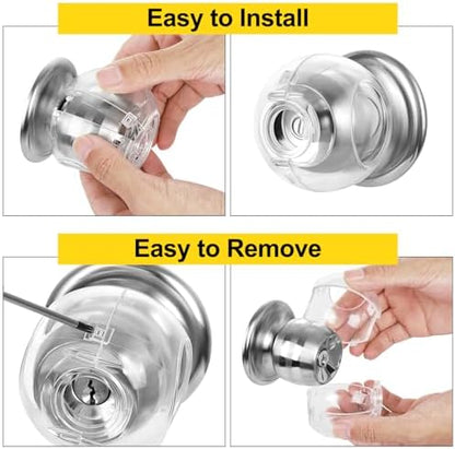 Easy to install toddler proof door knob lock mechanism