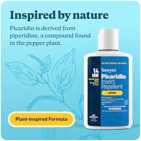 Back label of Sawyer insect repellent bottle detailing ingredients and instructions