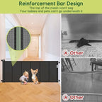 HEELALBABY retractable safety barrier showing the one handed locking mechanism on the wall casing