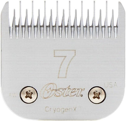 Oster size five F cryogenic pet hair clipper blade unboxed and ready for professional pet styling applications.