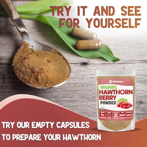 Four ounce pouch of organic hawthorn berry powder showing clean ingredients