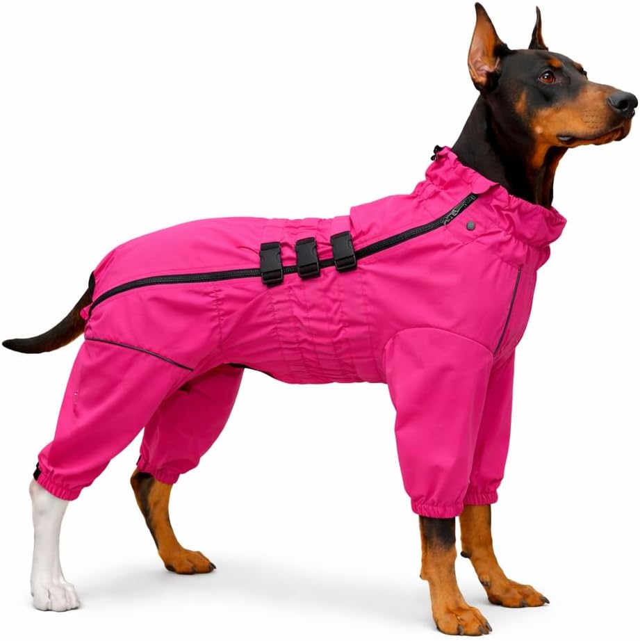 Lovelonglong Waterproof Dog Raincoat - 4-Leg Full Body Dog Rain Suit with Reflective Strips & Leash Opening, Outdoor Dog Jacket for Rainy Weather - Image 13