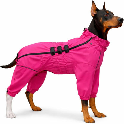 Lovelonglong Waterproof Dog Raincoat - 4-Leg Full Body Dog Rain Suit with Reflective Strips & Leash Opening, Outdoor Dog Jacket for Rainy Weather - Image 13