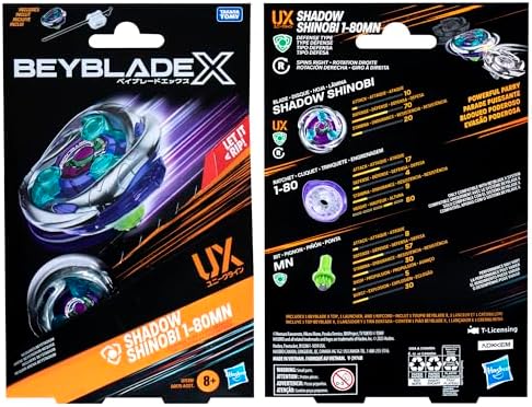 Packaging of Beyblade X Shadow Shinobi starter pack imported from USA
