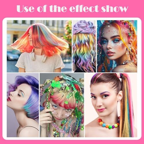 Model showing vibrant hair highlights using Yousim chalk combs