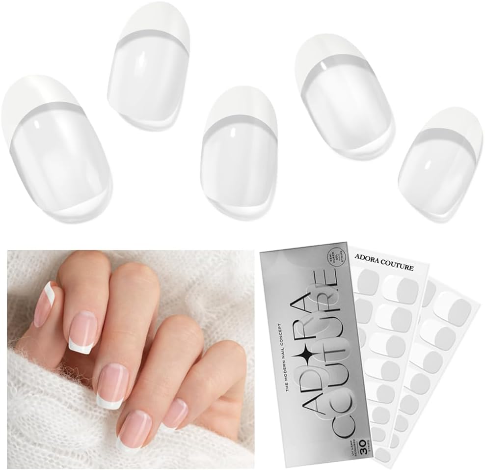 Adora Couture semi cured gel nail strips white french kit