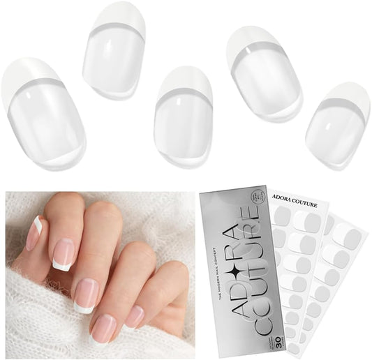 Adora Couture semi cured gel nail strips white french kit