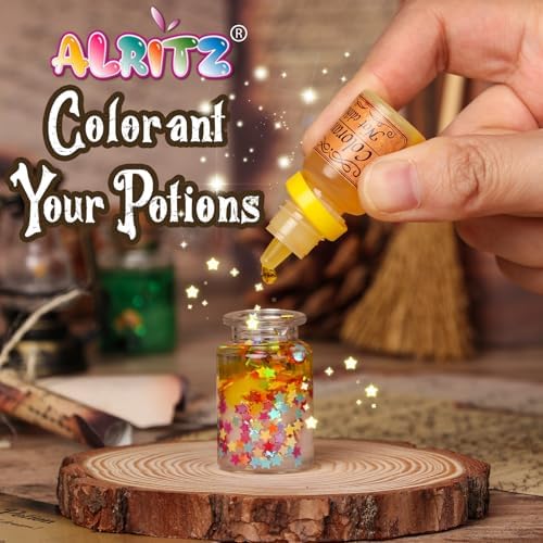 Full contents of the Alritz mystery potion set including crystals and bottles