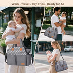 Lekebaby large travel diaper bag side profile showing exterior pockets